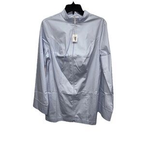 KHY Kylie Jenner Poplin Zip Mini Dress Blue 16W New Lined Long Sleeve Cotton